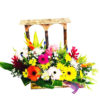 #55 - Arreglo con 12 flores Primaverales en Base de Madera
