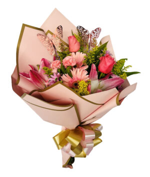 #22 - Ramo rosado con mariposas