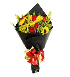 #16C - Ramo con 6 Rosas Rojas y 6 Girasoles