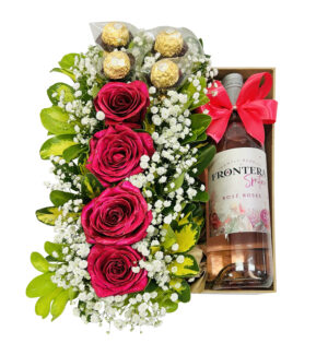 #44C - Arreglo de rosas con Vino