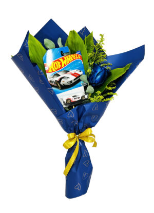 #22A - Ramo de 1 rosa azul con 1 Hot Wheels