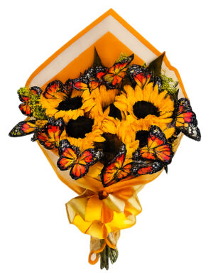 #18B- Ramo de girasoles con mariposas