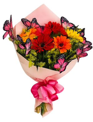 #18A- Ramo de gerberas con mariposas